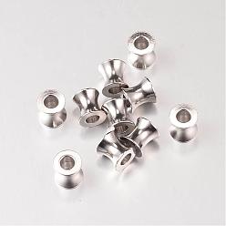 Stainless Steel Color 304 Stainless Steel European Large Hole Beads, Column, Stainless Steel Color, 8x8mm, Hole: 4mm, 10pcs/set