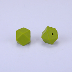 Желто-Зеленый Шестиугольные силиконовые бусины, жевательные бусины для чайников, DIY уход за ожерельем, желто-зеленый, 23x17.5x23 мм, отверстие : 2.5 мм