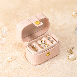 Rose Brumeux Boîtes de rangement de bijoux en similicuir rectangle pu, étui de voyage portable avec fermoir à pression, pour porte-boucles d'oreilles, cadeau pour les femmes, rose brumeuse, 3.9x6.5x4.7 cm