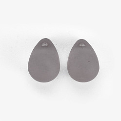 Gray Transparent Acrylic Pendants, Frosted, Teardrop, Gray, 13x8.5mm, Hole: 1.6mm, about 1000pcs/500g