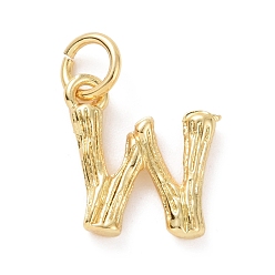 Letter W Brass Pendants, with Jump Ring, Golden, Letter Charm, Letter W, 12x11x2mm, Hole: 3mm