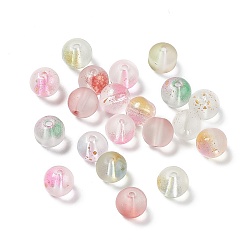 Mixed Color Frosted Glass Beads, Round, Mixed Color, 10x9.5mm, Hole: 1.5mm, about 803pcs/1000g