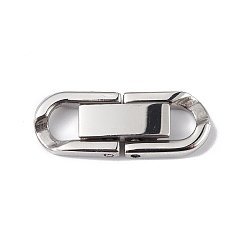 Stainless Steel Color 304 Stainless Steel Fold Over Clasps, Oval, Stainless Steel Color, 22x7.5x3mm, Hole: 3x4mm