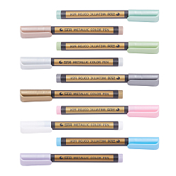 Mixed Color Metallic Markers Paints Pens, Graffiti Multicolor Highlighter Signature Pen, Mixed Color, 141x12~17mm, 1pc/color, 10pcs/set