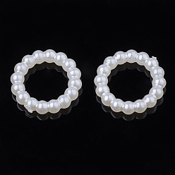 Marfil Anillos de unión de perlas de imitación de plástico abs, anillo, blanco cremoso, 11.5~12x2 mm