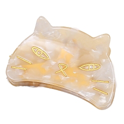 Oro Pinzas para el cabello con forma de garra de acetato de celulosa de gato (resina), para mujeres y niñas, oro, 44x69 mm