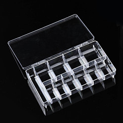 Clear Polystyrene Bead Storage Containers, with Cover and 11 Grids, for Jewelry Beads Small Accessories, Rectangle, Clear, 2.02x11.9x3.3cm