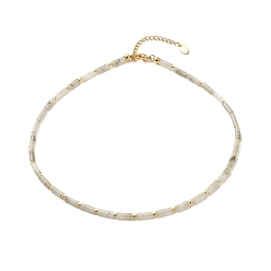 Labradorite Collier de perles de colonne de labradorite naturelle avec hématite synthétique, bijoux en pierres précieuses pour femmes, or, 15.94 pouce (40.5 cm)