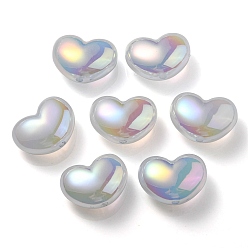 Light Steel Blue UV Plating Rainbow Iridescent Imitation Jelly Acrylic Beads, Heart, Light Steel Blue, 16x21x11mm, Hole: 2mm