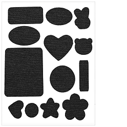 Black Computerized Embroidery Cloth Iron on/Sew on Patches, Costume Accessories, Appliques, Mixed Shapes, Black, 30~68mm