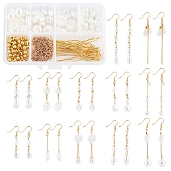 Mixed Color SUNNYCLUE DIY Imitation Pearl Dangle Earring Making Kits, Geometry Glass & Acrylic Beads, Brass Earring Hooks & Jump Rings & Pins & Links, Mixed Color, 18x13.5x5mm, Hole: 1.8mm