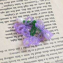Medium Purple Glass Seed & Resin Braided Beaded Pendant, Flower Charms, Medium Purple, 45x48mm