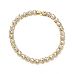 Oro Collar de tenis de diamantes de imitación de cristal para hombre, collar de cadena gruesa de diamantes de imitación de vidrio de aleación de hip hop, dorado, 17.72 pulgada (45 cm)