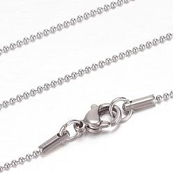Stainless Steel Color 304 Stainless Steel Ball Chain Necklaces, with Lobster Claw Clasps, Stainless Steel Color, 19.5 inch~20 inch(49.5~50.8cm), 1.2mm