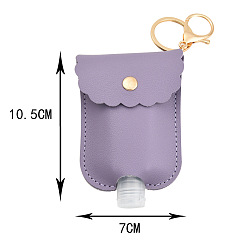 Thistle Plastic Hand Sanitizer Bottle with PU Leather Cover, Portable Travel Squeeze Bottle Keychain Holder, Thistle, 105x70mm