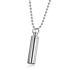 Stainless Steel Color 316L Surgical Stainless Steel Perfume Bottle Pendants, Column, Stainless Steel Color, 37.5x9mm