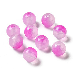 Pourpre Perles acryliques transparentes, deux tons, ronde, fuchsia, 7.5x7mm, Trou: 1.8mm, environ: 1900~2000 pcs / 500 g