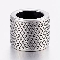Antique Silver 304 Stainless Steel Beads, Large Hole Beads, Column, Antique Silver, 12x10mm, Hole: 8mm