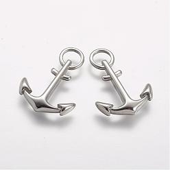 Stainless Steel Color 304 Stainless Steel Pendants, Anchor, Stainless Steel Color, 29.5x20.5x4.5mm, Hole: 6mm