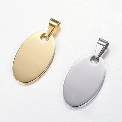Mixed Color 304 Stainless Steel Stamping Blank Tag Pendants, Oval, Mixed Color, 22x15x3mm, Hole: 5x7mm