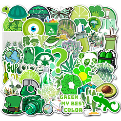 Verde Lima Pegatinas de dibujos animados autoadhesivas de pvc, calcomanías impermeables para manualidades infantiles, verde lima, 40~70 mm, 50 PC / sistema