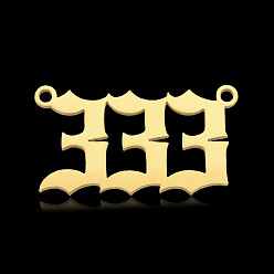 Number 201 Stainless Steel Pendants, Number, Real 18K Gold Plated, Num.3, 12~14x18~26x1mm, Hole: 1.4mm