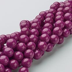 Medium Violet Red Natural Mashan Jade Round Beads Strands, Dyed, Medium Violet Red, 10mm, Hole: 1mm, about 41pcs/strand, 15.7 inch