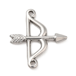 Stainless Steel Color 304 Stainless Steel Connector Charms, Bow and Arrow Link, Stainless Steel Color, 21x22.5x2mm, Hole: 1.5mm