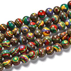 Coloré Perles synthétiques malachite brins, teint, ronde, colorées, 6mm, Trou: 0.5mm, Environ 63 pcs/chapelet, 14.96 pouce (38 cm)