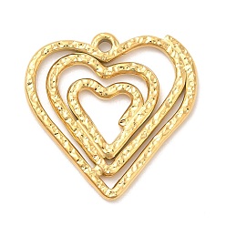 Golden Ion Plating(IP) 304 Stainless Steel Pendants, Heart Charm, Golden, 26x26x2mm, Hole: 1.5mm