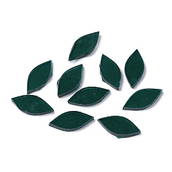 Verde Oscuro Tejas de pétalo masaic, piezas de mosaico de hojas de vidrio, para manualidades de bricolaje artes de decoración del hogar, verde oscuro, 24.5~26x11~11.5x2.5~3 mm, sobre 40~41 unidades / bolsa
