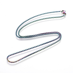 Rainbow Color Ионное покрытие (ip) 304 ожерелья из нержавеющей стали, с карабин-лобстерами , Радуга цветов, 23.62 дюйм (60 см)