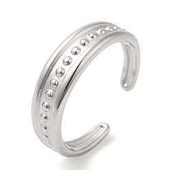 Color de Acero Inoxidable 304 anillo de puño abierto con puntos de acero inoxidable para mujer, color acero inoxidable, tamaño de EE. UU. 8 1/2 (18.5 mm)