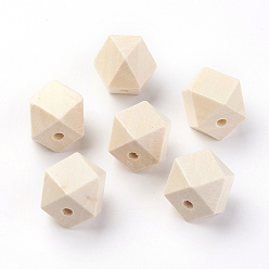 Navajo White Unfinished Wood Beads, Natural Wooden Beads, Polygon, Navajo White, 15x15x15mm, Hole: 3.5mm