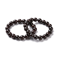 Grenat Bracelet extensible perlé rond grenat naturel, bijoux en pierres précieuses pour femmes, diamètre intérieur: 2-1/8~2-3/8 pouce (5.5~6.1 cm)