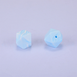 Alice Bleu Perles de silicone hexagonales, perles à mâcher pour les jouets de dentition, Diy soins infirmiers colliers faisant, bleu alice, 23x17.5x23mm, Trou: 2.5mm