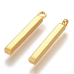 Oro 304 colgantes de acero inoxidable, rectángulo / barra, dorado, 17.5x2x2 mm, agujero: 1.7 mm