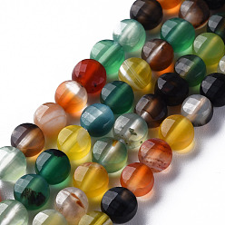 Colorful Natural Agate Beads Strands, Dyed & Heated, Faceted, Flat Round, Colorful, 6x4mm, Hole: 1mm, about 62pcs/strand, 14.76 inch(37.5cm)