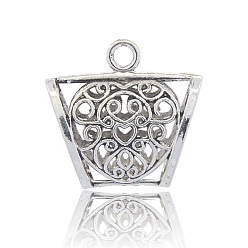 Antique Silver Scarf Pendant Making Tibetan Style Alloy Tube Bails, Loop Bails, Large Bail Beads, Tube with Heart Pattern, Antique Silver, 37x39x16mm, Hole: 4.5mm, Inner Diameter: 12x26mm
