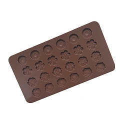 Coconut Brown 24-Cavity Silicone 4 Styles Flower Wax Melt Molds, For DIY Wax Seal Beads Craft Making, Rectangle, Coconut Brown, 210x115mm