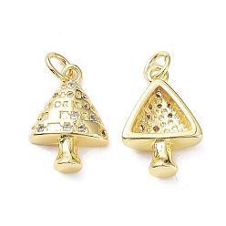 Real 18K Gold Plated Brass with Cubic Zirconia Pendants, Cadmium Free & Lead Free, Rack Plating, Christmas Theme, Christmas Tree, Real 18K Gold Plated, 16.5x11.5x4mm, Hole: 3mm