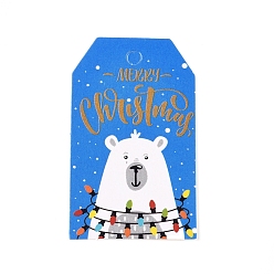 Coloré Étiquettes-cadeaux en papier, étiquettes de suspension, pour les arts et l'artisanat, pour noël, avec motif ours, colorées, 50x30x0.3mm, Trou: 5mm