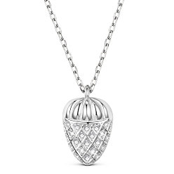 Platinum SHEGRACE Rhodium Plated 925 Sterling Silver Pendant Necklaces, with Grade AAA Cubic Zirconia, Acorn, Platinum, 15.75 inch(40cm), Pendants: 13x9.7mm