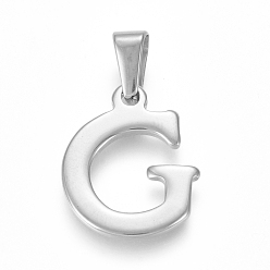 Letter G 304 Stainless Steel Pendants, Stainless Steel Color, Initial Letter.G, 19x16x1.8mm, Hole: 3x7mm