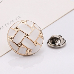 Snow Plastic Brooch, Alloy Pin, with Enamel, for Garment Accessories, Round, Snow, 18mm