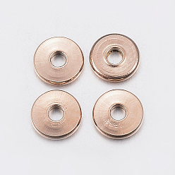 Rose Gold Ion Plating(IP) 304 Stainless Steel Spacer Beads, Donut, Rose Gold, 6x1~1.5mm, Hole: 2mm