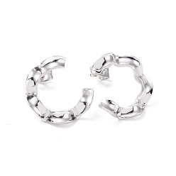 Stainless Steel Color 304 Stainless Steel Stud Earring for Women, Twist Letter C, Stainless Steel Color, 19x17.5x3.5mm, Pin: 0.8mm