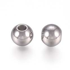 Stainless Steel Color 316L Surgical Stainless Steel Beads, Round, Stainless Steel Color, 6x5mm, Hole: 2mm
