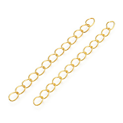 Golden Iron Chain Extender, Curb Chains, Nickel Free, Golden, 70mm, Link: 5~5.5x3.5~4x0.5mm
