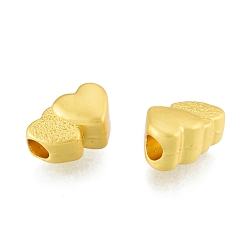 Matte Gold Color Alloy European Beads, Large Hole Beads, Matte Style, Heart, Matte Gold Color, 8x12.5x7mm, Hole: 3.5mm
